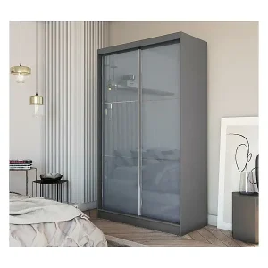 SCHWEBETÜRENSCHRANK Viva 150/216/61 graphit mit Lacobel-Glas Günstig