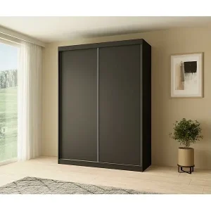 SCHWEBETÜRENSCHRANK Mario 150/216/61 schwarz Neuheit