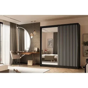 SCHWEBETÜRENSCHRANK Helix 200/216/61 schwarz+weiß Top-Seller