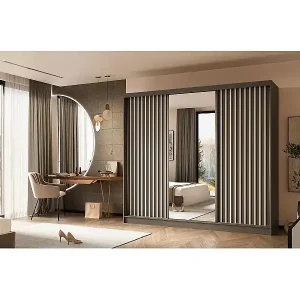 Solange Der Vorrat Reicht SCHWEBETÜRENSCHRANK Helix 240/216/61 grau+weiß