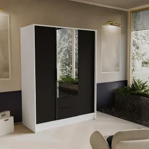 DREHTÜRENSCHRANK Niko 150/51/200 cm weiß+schwarz Kracherpreis