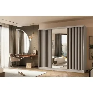 Heißes Angebot SCHWEBETÜRENSCHRANK Helix 240/216/61 kaschmir+schwarz mit Schubladeneinsätze