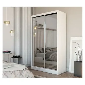 SCHWEBETÜRENSCHRANK Debra 150/216/61 weiß mit Spiegel Zertifiziert