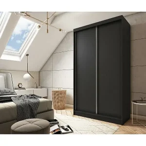 SCHWEBETÜRENSCHRANK Mario 120/216/61 schwarz Abverkauf