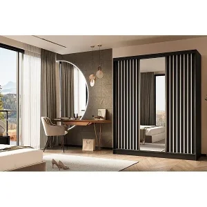 Top-Preis SCHWEBETÜRENSCHRANK Helix 180/216/61 schwarz+weiß mit Schubladeneinsatz