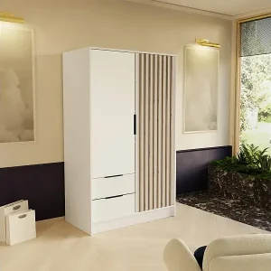 DREHTÜRENSCHRANK Nero 100/51/200 cm mit Lamellen weiß Saisonangebot