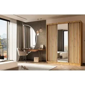 Geprüft SCHWEBETÜRENSCHRANK Helix 180/216/61 eiche artisan+weiß