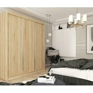 SCHWEBETÜRENSCHRANK Mario 180/216/61 eiche Sonoma Günstig