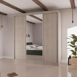 Markenprodukt SCHWEBETÜRENSCHRANK Vilo II 200/61/215 eiche sonoma+silber