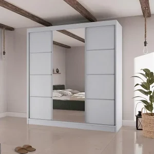 SCHWEBETÜRENSCHRANK Vilo II 200/61/215 weiß+silber Direkt Vom Hersteller