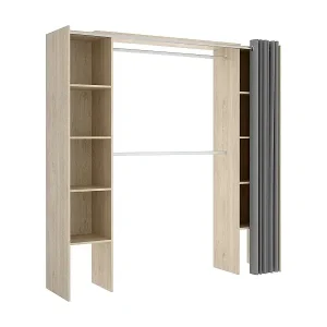 GroÃŸer Kleiderschrank Dyoun, Schlafzimmermöbel, Schrank, Garderobe, 180x50 h205 cm, Eiche Kracherpreis