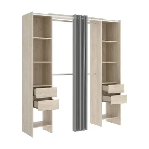 GroÃŸer Kleiderschrank Dstrak, Schlafzimmermöbel, Schrank, Garderobe, 180x50 h205 cm, Eiche Geprüft