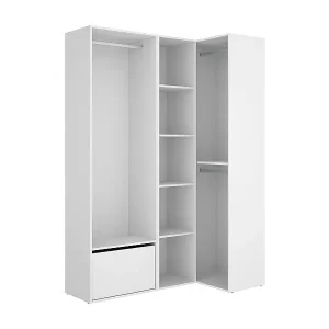 GroÃŸer Kleiderschrank Dbhati, Schlafzimmermöbel, Schrank, Garderobe, 145x85 h205 cm, WeiÃŸ und Eiche Nur Für Kurze Zeit