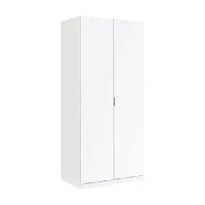 Neuheit Orangefarbener Kleiderschrank, Schlafzimmerschrank mit 2 Flügeltüren, Schlafzimmermöbel mit 1 Regal und Kleiderstange, 82x52h180 cm, Weiß