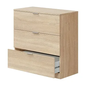 Kommode Whittier, Schlafzimmerkommode, Septett mit 3 Schubladen, 77x38h80 cm, Eiche Kostenloser Rückversand