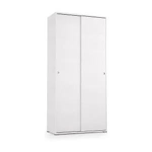 Ausverkauf Kleiderschrank Dalia, Kleiderschrank mit 2 Schiebetüren und 4 Einlegeböden, Moderne Mehrzweck - Schlafzimmermöbel, 100% Made in Italy, 90x45h195 cm, Weiß