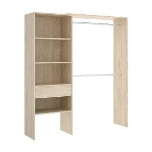 Kleiderschrank Dgarut, Struktur für begehbaren Kleiderschrank, offene Garderobe, 160 x 40 x 187 cm, Eiche Wochenendangebot