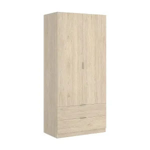 Kleiderschrank Pisanino, Garderobe für Schlafzimmer, Kleiderschrank mit 2 Flügeltüren und 2 Schubladen, 81x52h184 cm, Eiche Billig