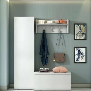 Echt Mehrzweckschrank Ddarbo, Linearschrank mit 1 Tür und 7 Einlegeböden, Eingangs - oder Badezimmersäule, Modernes Schuhregal, 100% Made in Italy, 50x30h182 cm, WeiÃŸ