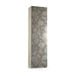 Armario multiusos Abuela, Mueble lineal con 1 puerta y 7 estantes, Columna para entrada o baño, Zapatero moderno, 100% Made in Italy, 50x30h182 cm, Olmo y estampado Preis Gesenkt