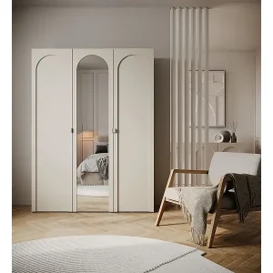 Kleiderschrank mit Spiegel und 3 Türen – Kaschmirgrau – 150 cm – ARKADIA Direkt Vom Hersteller