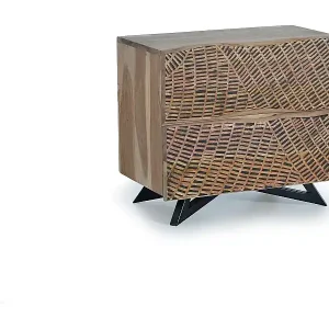 Nachttisch aus Akazienholz und Metallbeinen Rabatt