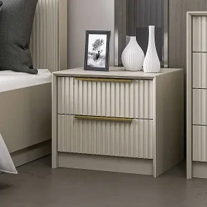 Schneller Versand Moderner Nachttisch mit 2 Schubladen aus Holz Schlafzimmer Kale Luxe