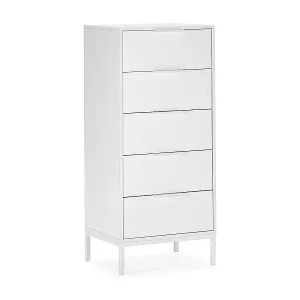 Hohe kommode Auri 5 schubladen Weiß Geprüft