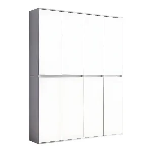 Minor Kleiderschrank 8 Türen, weiss, Spiegel. Billig