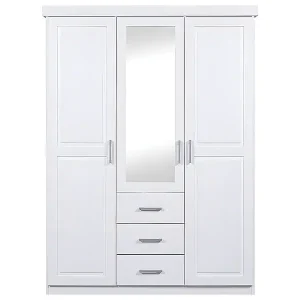 Geprüft Gerpa Kleiderschrank 2 Türen, 1 Spiegeltür, 3 Schubladen weiss.