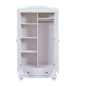 Expressversand Reusal Kleiderschrank 2 Türen, 2 Schubladen, weiss.
