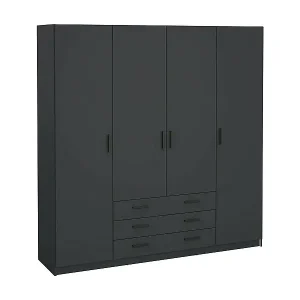 GroÃŸer Kleiderschrank Dserafin, Schlafzimmermöbel, Schrank, Garderobe, 196x50 h200 cm, Grau Bestpreis