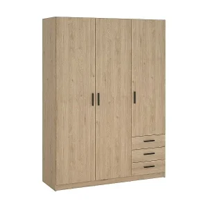 Neue Ware Kleiderschrank 3 Türen Dsenk, Schlafzimmermöbel, Schrank, Garderobe, 147x50 h200 cm, Eiche
