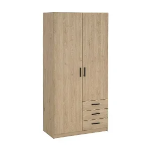 Bestpreis Kleiderschrank 2 Türen Dscopon, Schlafzimmermöbel, Schrank, Garderobe, 99x50 h200 cm, Eiche