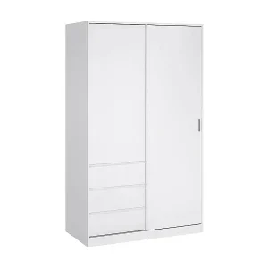 Kleiderschrank 2 Türen Dscalvin, Schlafzimmermöbel, Schrank, Garderobe, 119x60 h200 cm, Weiß Expressversand