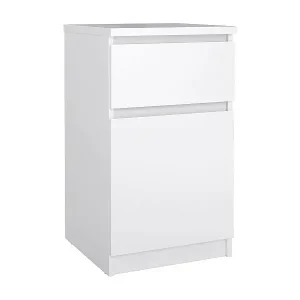 Neue Ware Nachttisch Francoise, Niedrige Kommode, Tisch, Multifunktionaler Nachttisch, 40x40 h70 cm, Weiß