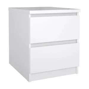 Nachttisch Daiki, Niedrige Kommode, Tisch, Multifunktionaler Nachttisch, 50x40 h50 cm, Glänzendes Weiß Aktuell