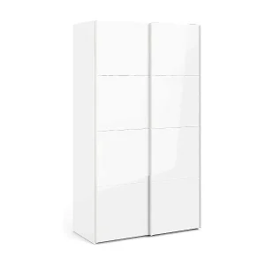 Markenware Kleiderschrank 2 Türen Adria, Schlafzimmermöbel, Schrank, Garderobe, 122x62 h220 cm, Glänzendes Weiß