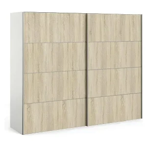 Kleiderschrank 2 Türen Avelengo, Schlafzimmermöbel, Schrank, Garderobe, 243x64 h202 cm, Eiche und Weiß Sale