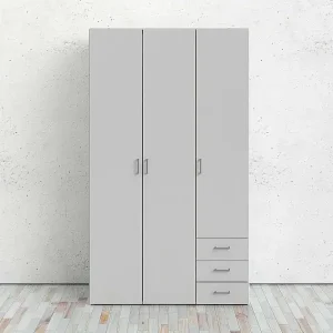 Knallerangebot Kleiderschrank 3 Türen Dsemplic, Schlafzimmermöbel, Schrank, Garderobe, 116x50 h200 cm, Weiß