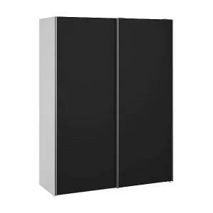 Kostenfreie Lieferung Kleiderschrank 2 Türen Dstang, Schlafzimmermöbel, Schrank, Garderobe, 150x61 h200 cm, Weiß und Schwarz