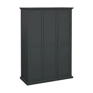 Kostenfreie Lieferung Kleiderschrank 3 Türen Dsempe, Schlafzimmermöbel, Schrank, Garderobe, 139x61 h201 cm, Grau