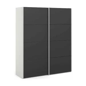 Versand Am Gleichen Tag Kleiderschrank 2 Türen Paeng, Schlafzimmermöbel, Schrank, Garderobe, 182x61 h220 cm, WeiÃŸ und Schwarz