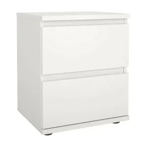 Nachttisch Drugan, Niedrige Kommode, Tisch, Multifunktionaler Nachttisch, 40x34 h48 cm, Weiß Billig