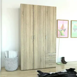 Kleiderschrank 3 Türen Dsemplic, Schlafzimmermöbel, Schrank, Garderobe, 116x50 h200 cm, Eiche Preisknaller