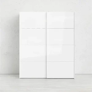 Kleiderschrank 2 Türen Dvergan, Schlafzimmermöbel, Schrank, Garderobe, 182x62 h220 cm, WeiÃŸ Angebot