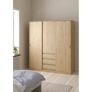 Kleiderschrank 3 Türen Dveretou, Schlafzimmermöbel, Schrank, Garderobe, 177x60 h200 cm, Eiche Billig