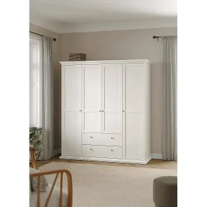 Preisknaller Großer Kleiderschrank Dsersant, Schlafzimmermöbel, Schrank, Garderobe, 181x61 h201 cm, Weiß