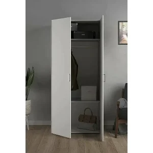 Preiswert Kleiderschrank 2 Türen Dsec, Schlafzimmermöbel, Schrank, Garderobe, 78x50 h175 cm, Weiß