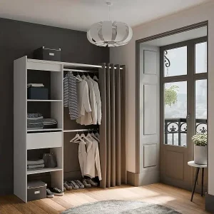 Bestpreis Großer Kleiderschrank Dcourtne, Schlafzimmermöbel, Schrank, Garderobe, 167x50 h192 cm, Mattweiß